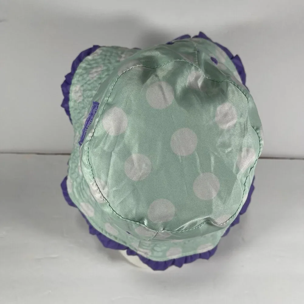 UVSkinz Reversible Toddler Sun Hat - UPF 50+ Mint Polka Dot & Fish Print Size 7